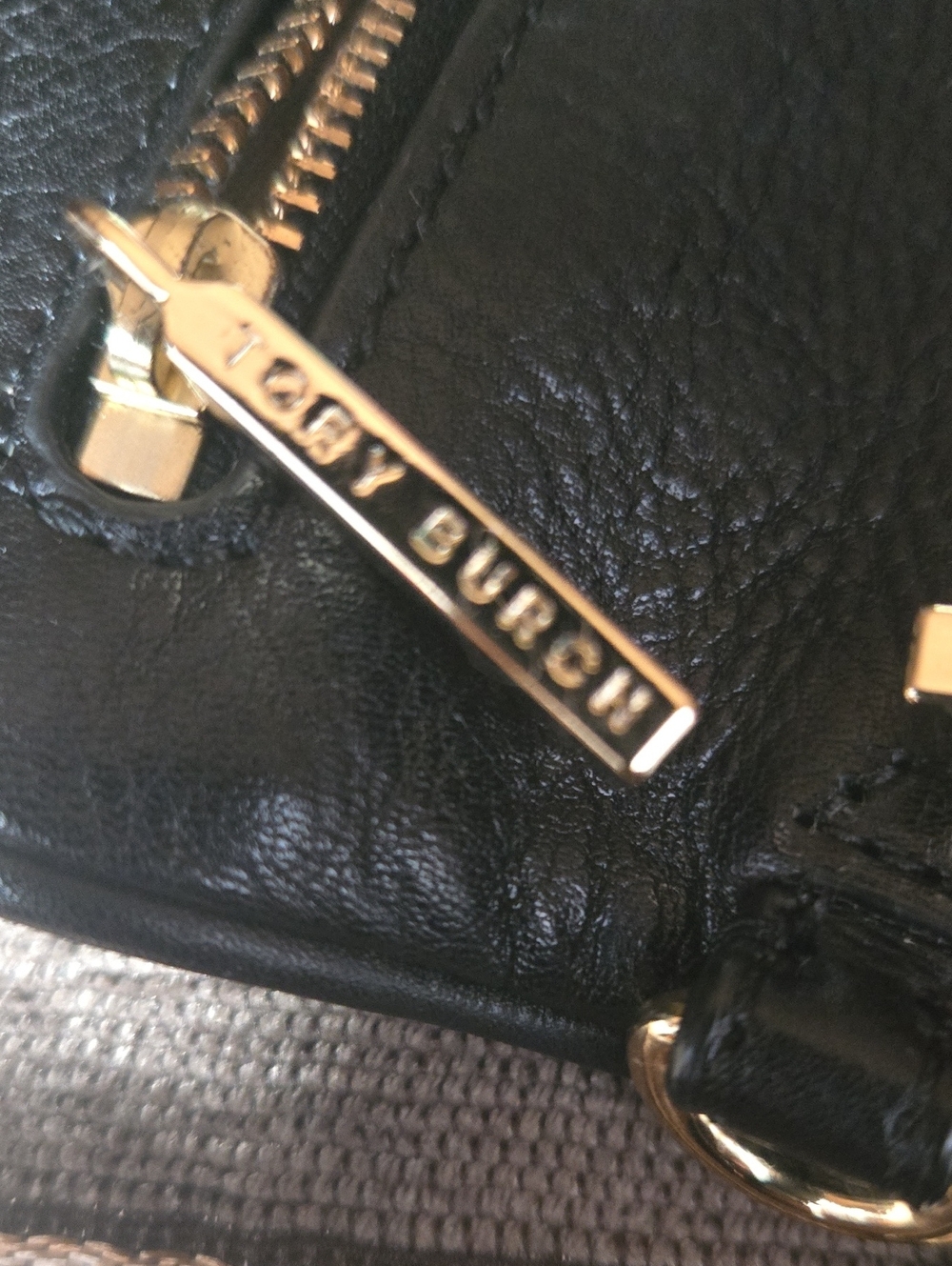 Black Calf Leather Large Clutch Tory Burch Suki Reva shoulder bag gold chain - Picture 6 of 10